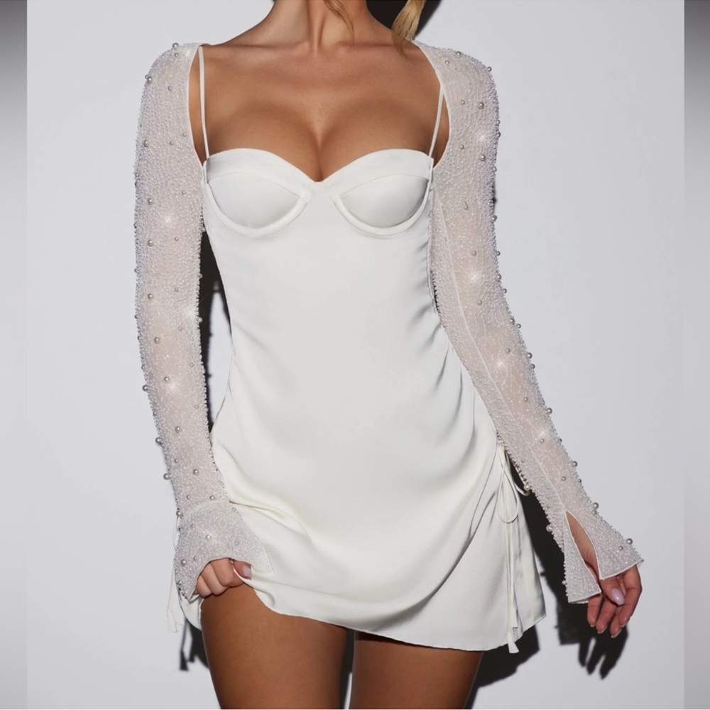 Sold out online- Oh Polly Geneva Long Sleeve Embellished A-line Mini Dress US 10